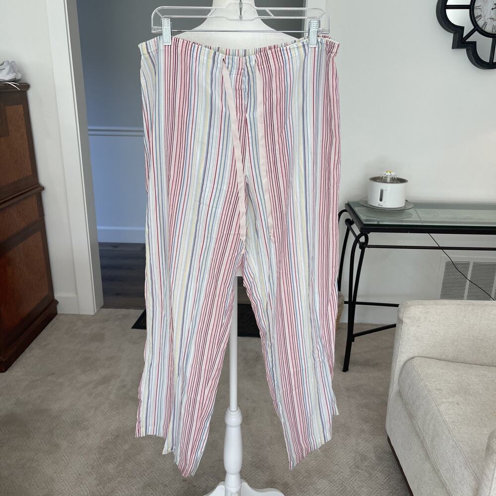 Lucky Brand Women SZ XL Pajama Lounge Pants Cotton Striped Drawstring FLAW